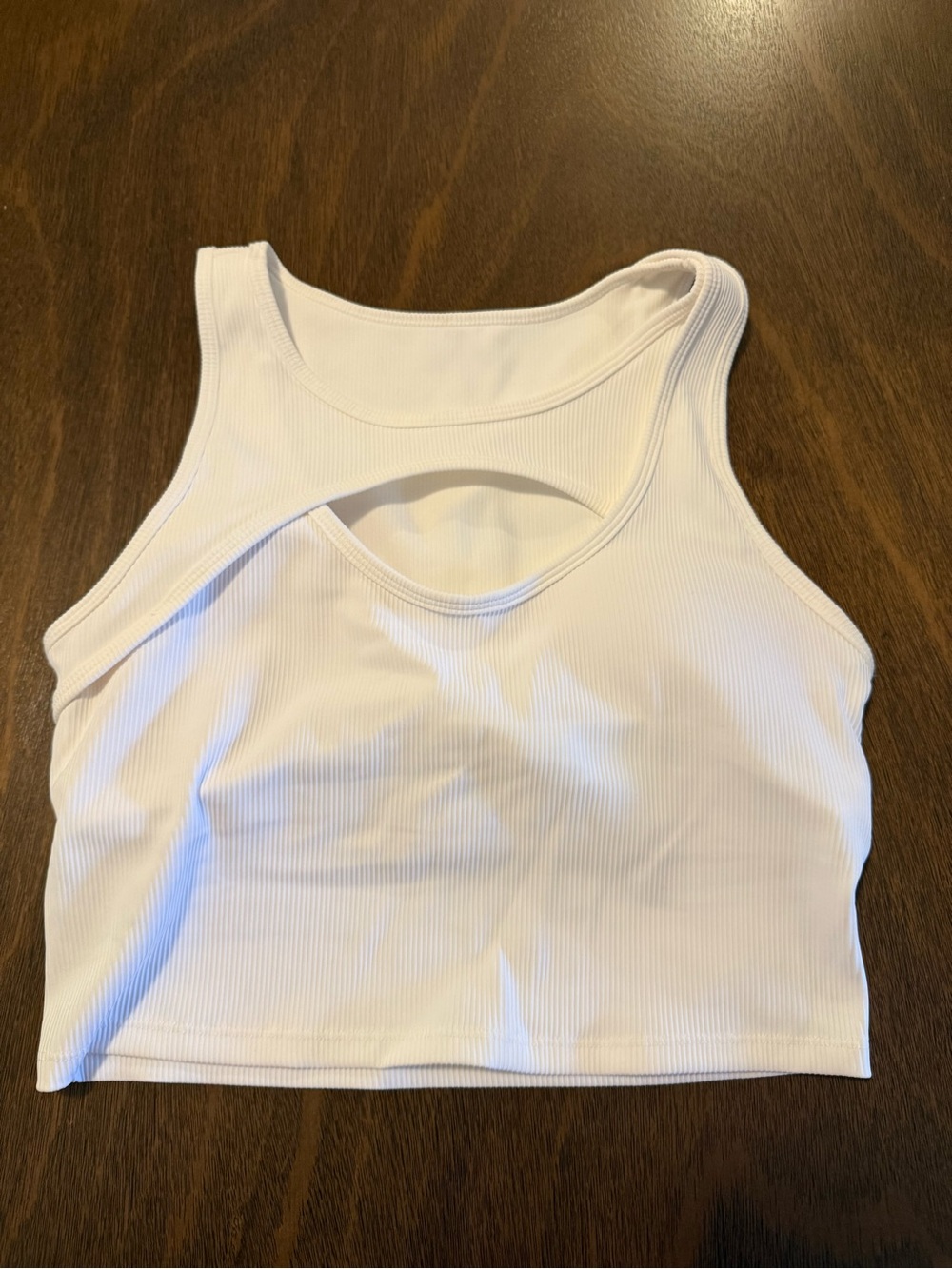 Kamo Fitness White Ribbed Cutout Crop bra Tank